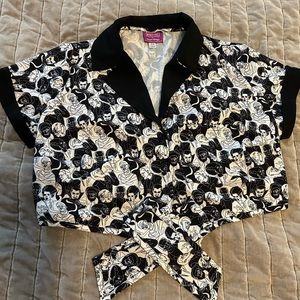 Classic Monster Print Crop Buttonup